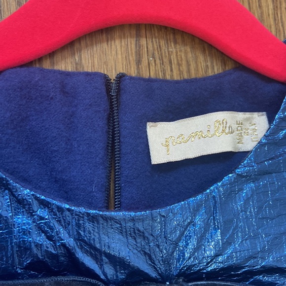 Super adorable party blue metallic looking dresss with big bow - Picture 3 of 4